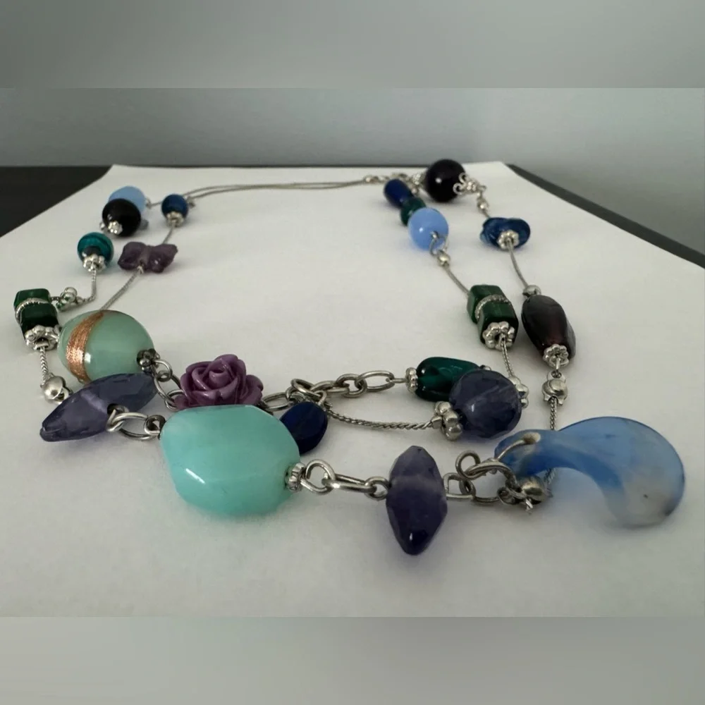 22" Lane Bryant glass bead silver tone necklace - Picture 6 of 11